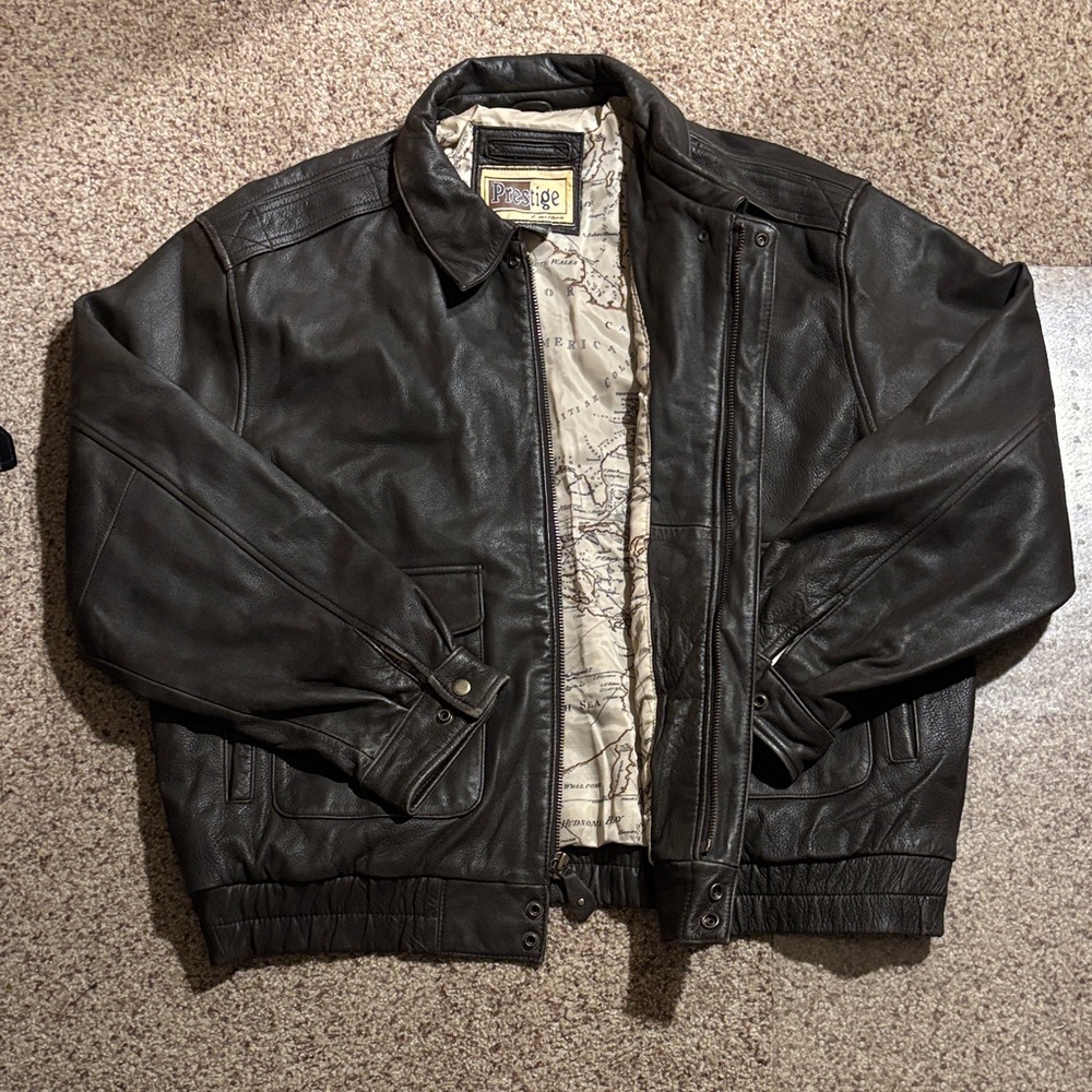 Vintage Dark Brown Leather Military Jacket